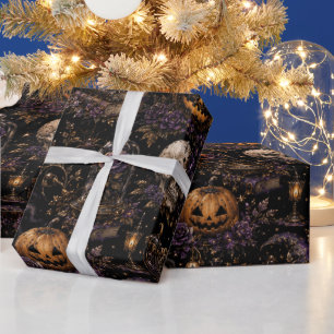 Papel De Regalo Patrón continuo espeluznante de Halloween gótico v