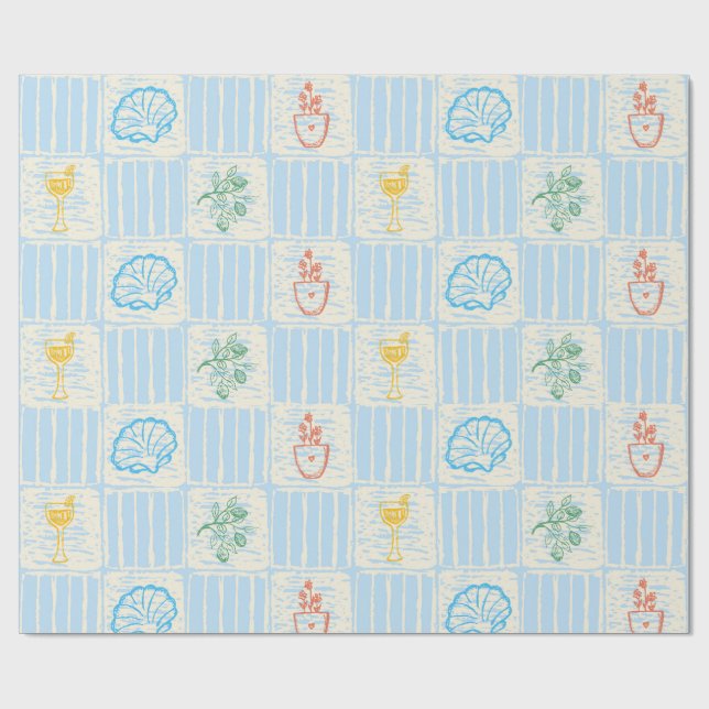 Papel De Regalo patrón continuo estilo Amalfi (Superficie plana)
