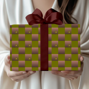 Papel De Regalo Patrón controlado en verde marrón y oliva