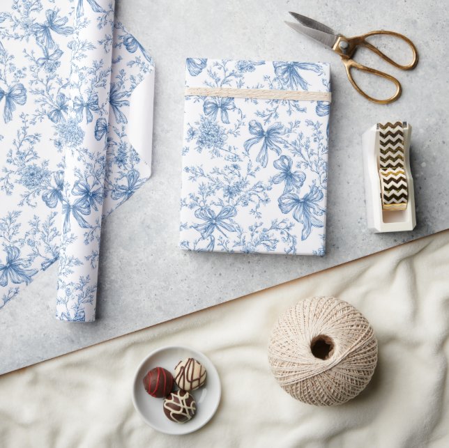 Papel De Regalo Patrón Coquette de Toile Azul (Artesanía)