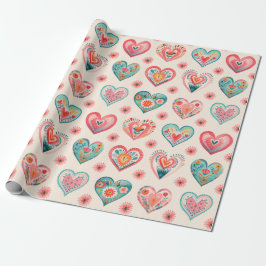 Papel De Regalo Patrón Corazón de San Valentín