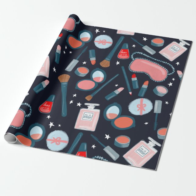 Papel De Regalo Patrón cosmético belleza envoltura de regalo marin (Desenrollado)