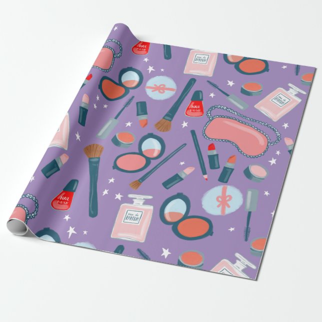 Papel De Regalo Patrón cosméticos de belleza envoltura de regalo p (Desenrollado)