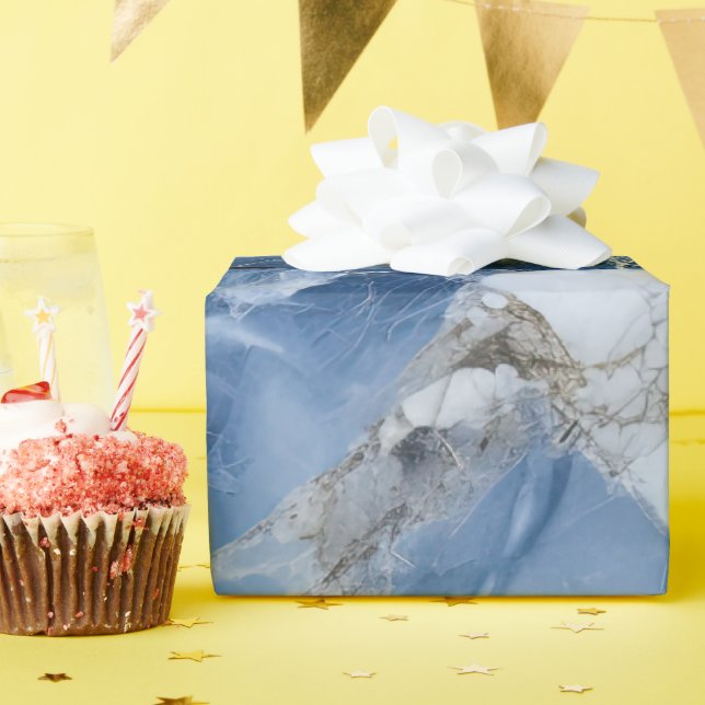 Papel De Regalo patrón costero abstracto de mármol azul (Fiesta de cumpleaños )