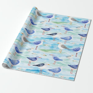 Papel De Regalo Patrón costero de chorlito en la orilla (3)