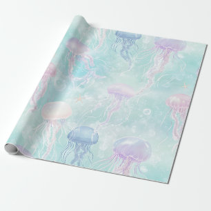Papel De Regalo Patrón costero de medusas de verano