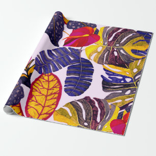 Papel De Regalo Patrón creativo sin fisuras con hojas tropicales y