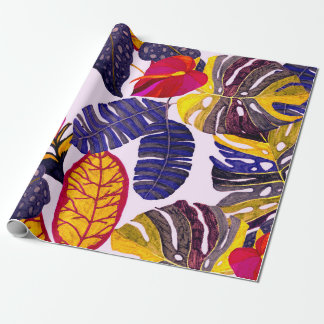 Papel De Regalo Patrón creativo sin fisuras con hojas tropicales y