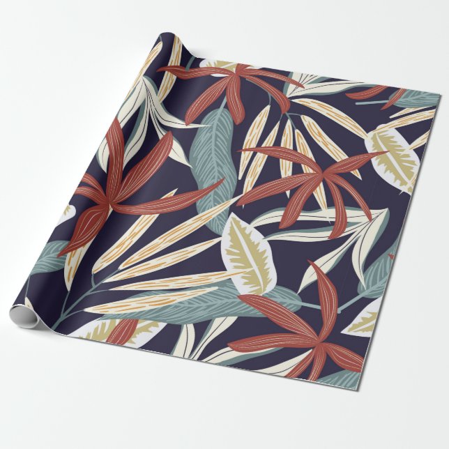 Papel De Regalo Patrón creativo sin fisuras con plantas tropicales (Desenrollado)