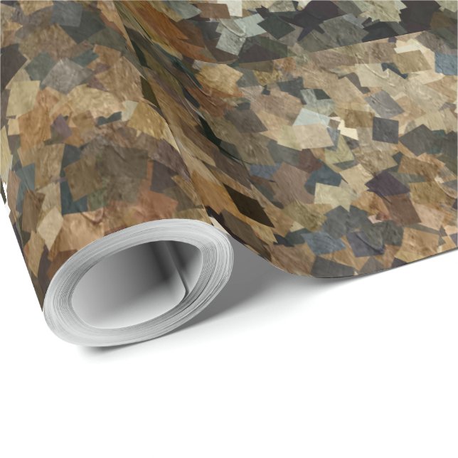 Papel De Regalo Patrón cuadrado negro marrón estilo leopardo (Esquina del rollo)