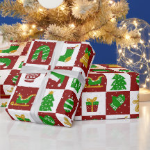 Patrón cuadrado rojo y verde de Feliz Navidad ador