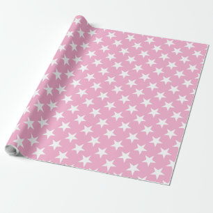 Papel De Regalo Patrón Cute Estrellas Blancas Rosa Regalo elegante