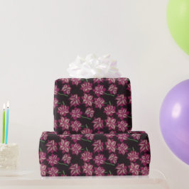 Papel De Regalo Patrón Dahlia rosa y blanco