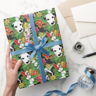 Papel De Regalo Patrón Dalmátiano de selva floral tropical