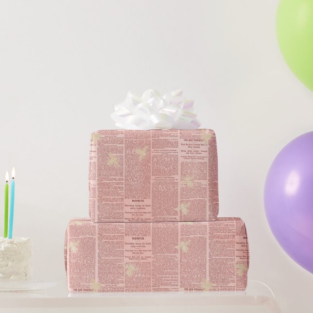Papel De Regalo Patrón de abeja melífera vintage (Regalos de fiesta)