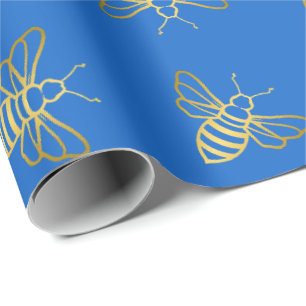 Papel De Regalo Patrón de abejas doradas