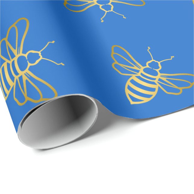 Papel De Regalo Patrón de abejas doradas (Esquina del rollo)