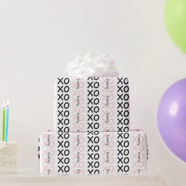 Papel De Regalo Patrón de abrazos y besos de XO rosado para niñas  (Regalos de fiesta)