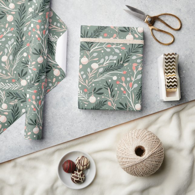 Papel De Regalo Patrón de Acebo de Navidad (Artesanía)