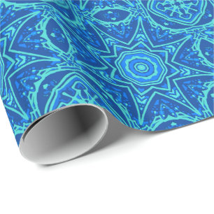 Papel De Regalo Patrón de acuarela abstracta - Azul denso