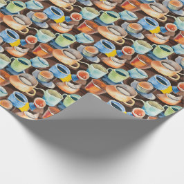 Papel De Regalo Patrón de acuarela abstracto de tazas de café