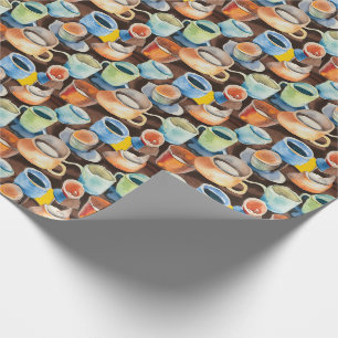 Papel De Regalo Patrón de acuarela abstracto de tazas de café