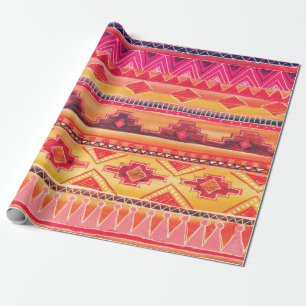 Papel De Regalo Patrón de acuarela africano. Ilustracion Raster