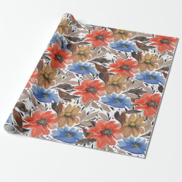 Papel De Regalo Patrón de acuarela azul de Pastel Terracotta