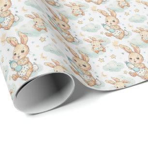 Papel De Regalo Patrón de acuarela Bunny Cute Baby Pastel