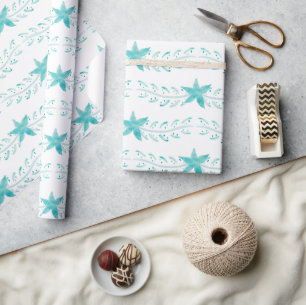 Papel De Regalo Patrón de acuarela de agua costera