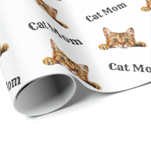 Papel De Regalo Patrón de Acuarela de Bengala Mirando de Cat Mom