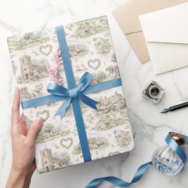Papel De Regalo Patrón de Acuarela de Boda de Pueblo Inglés