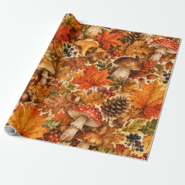 Papel De Regalo Patrón de Acuarela de Calabaza de Otoño Rústico