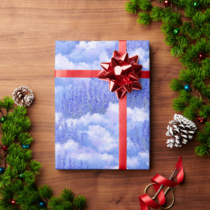 Papel De Regalo Patrón de acuarela de campo de lavanda azul cielo