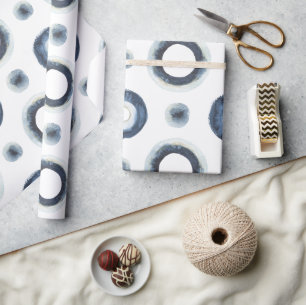 Papel De Regalo Patrón de acuarela de color dorado azul