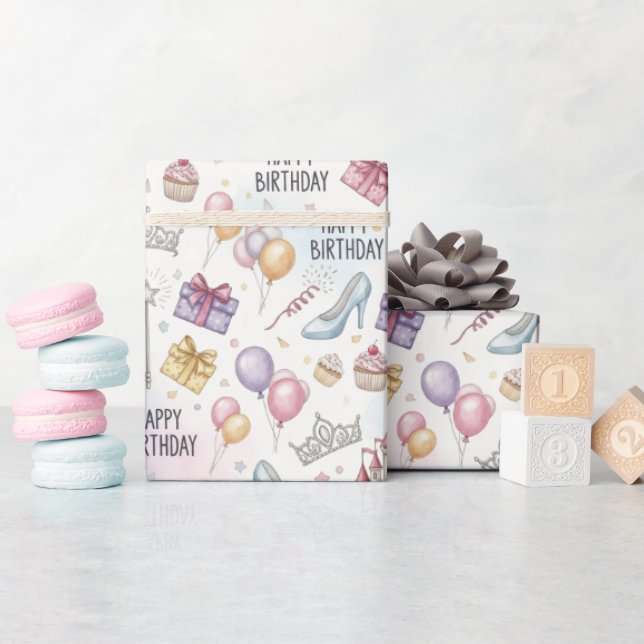 Papel De Regalo Patrón de acuarela de cumpleaños de hadas de hadas (Baby Shower)