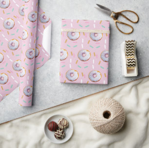 Papel De Regalo Patrón de acuarela de donut con sprinkles lindos
