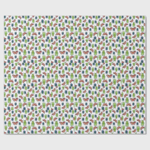 Papel De Regalo Patrón de acuarela de escarabajos y mariposas