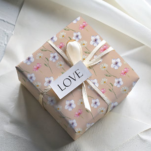 Papel De Regalo Patrón de Acuarela de Flor Silvestre Pastel Chic 