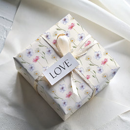 Papel De Regalo Patrón de acuarela de flores silvestres pastel mod