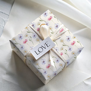 Papel De Regalo Patrón de acuarela de flores silvestres pastel mod