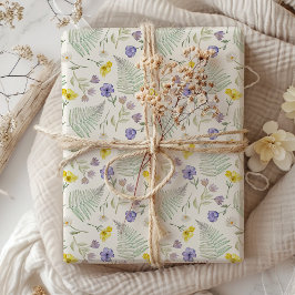 Papel De Regalo Patrón de acuarela de flores silvestres púrpura y 
