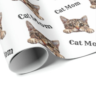 Papel De Regalo Patrón de Acuarela de Gata Mamá Espiando Foldex