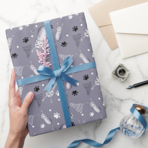 Papel De Regalo Patrón De Acuarela De Gatos Y Pasta