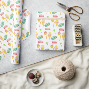 Papel De Regalo Patrón de Acuarela de Helado de Caramelo de Verano