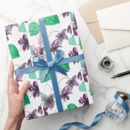 Papel De Regalo Patrón de acuarela de las violetas salvajes con en