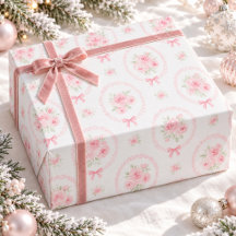 Patrón de acuarela de lazo rosa Coquette