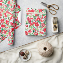 Papel De Regalo Patrón de acuarela de los Navidades rojos