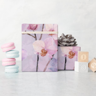 Papel De Regalo Patrón de acuarela de orquídea lila suave chic