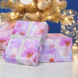 Papel De Regalo Patrón de acuarela de orquídea lila suave chic